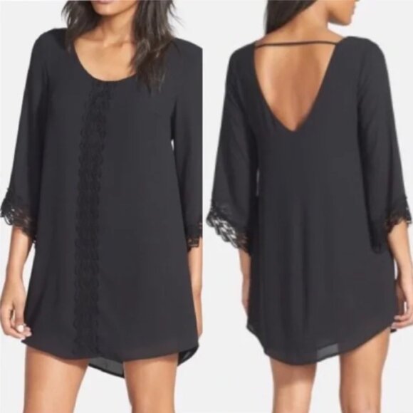 ASTR black lace trim shift tunic dress M - Picture 1 of 10